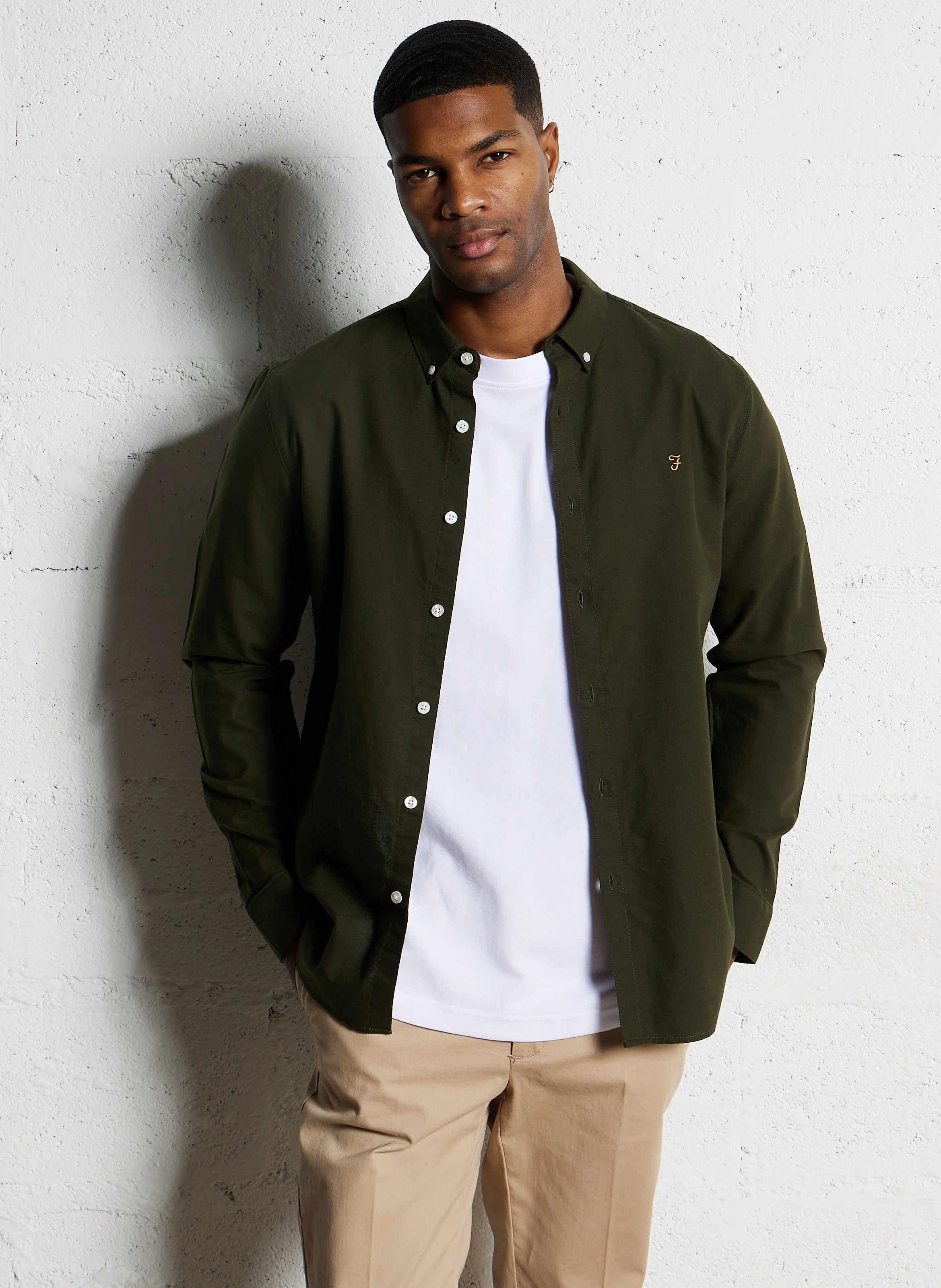 Chemise slim-fit en coton biologique | Vert