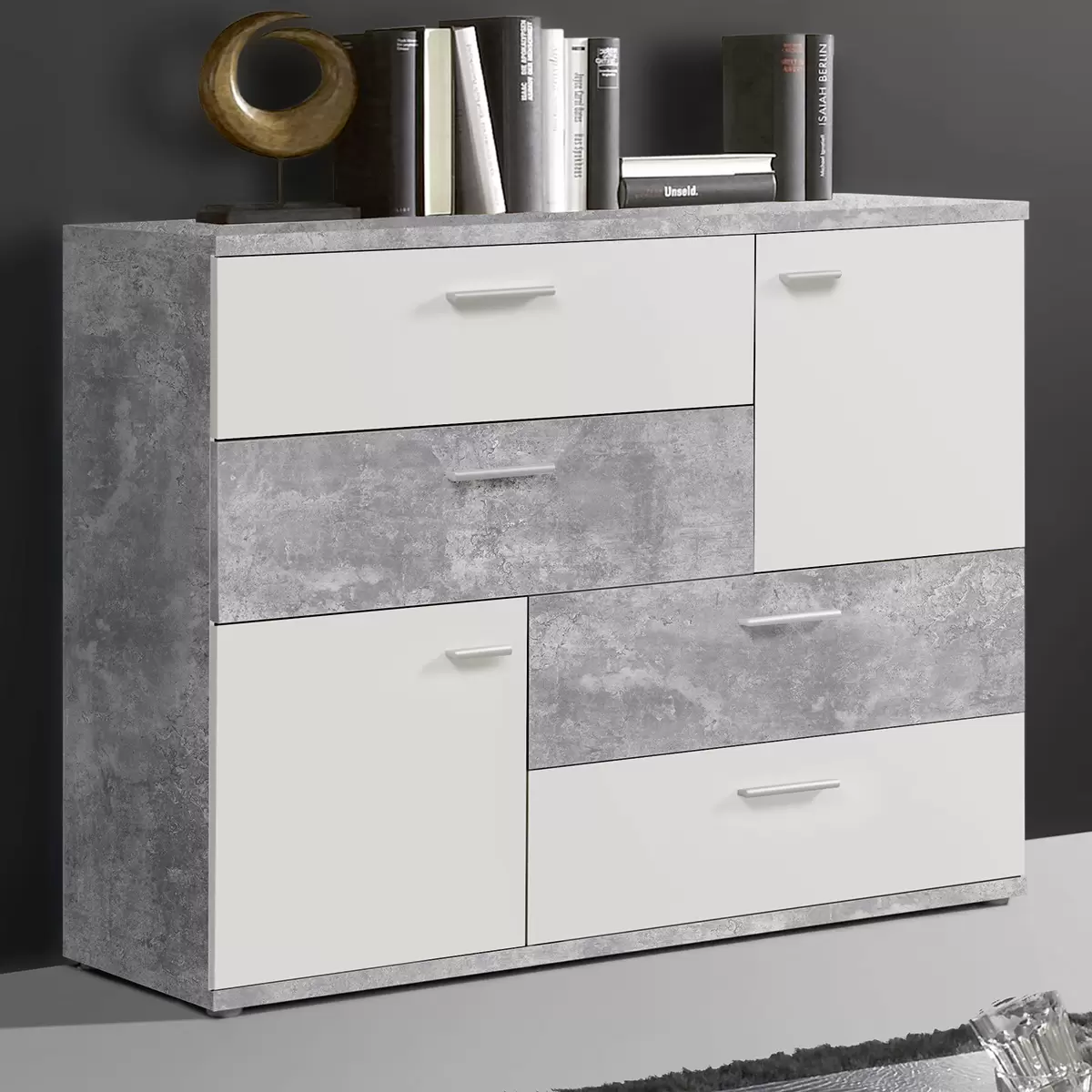 Kommode Skive weiss,Betonoptik