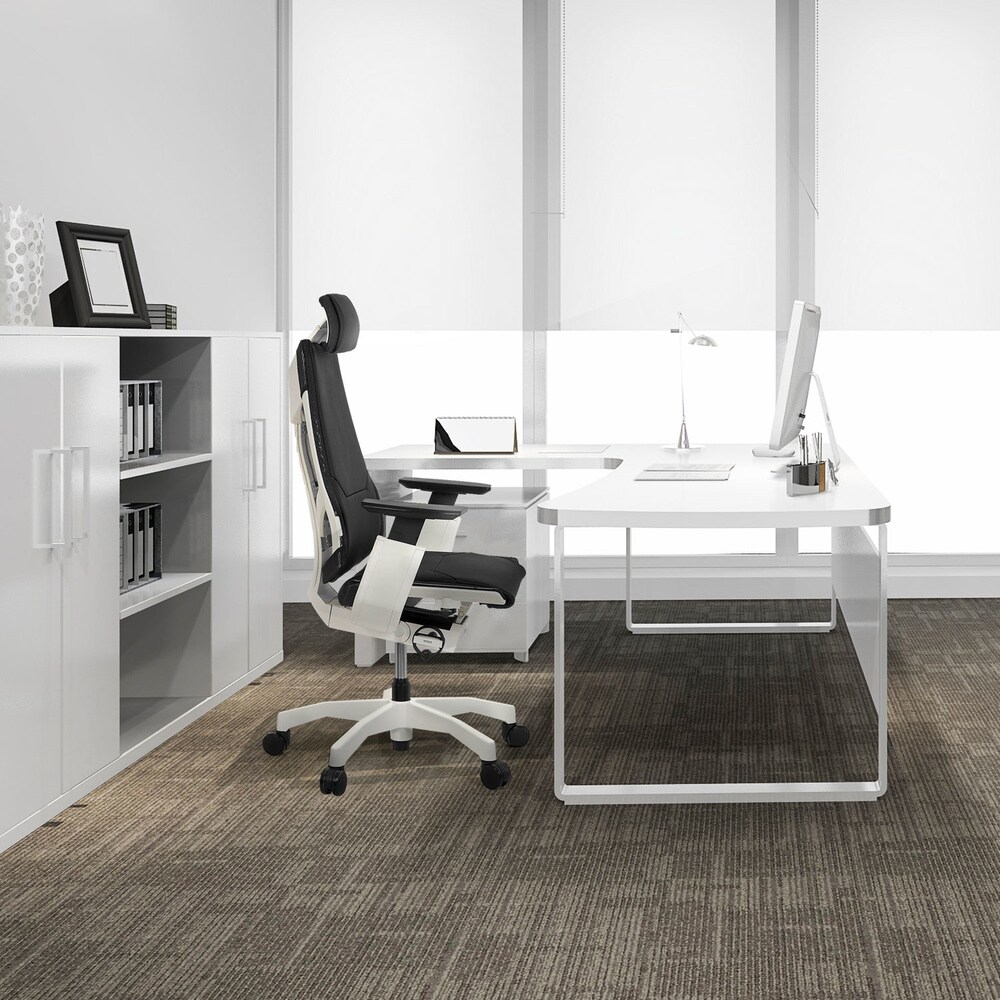 High End Bürostuhl GENIDIA PRO WHITE Leder mit Armlehnen hjh OFFICE