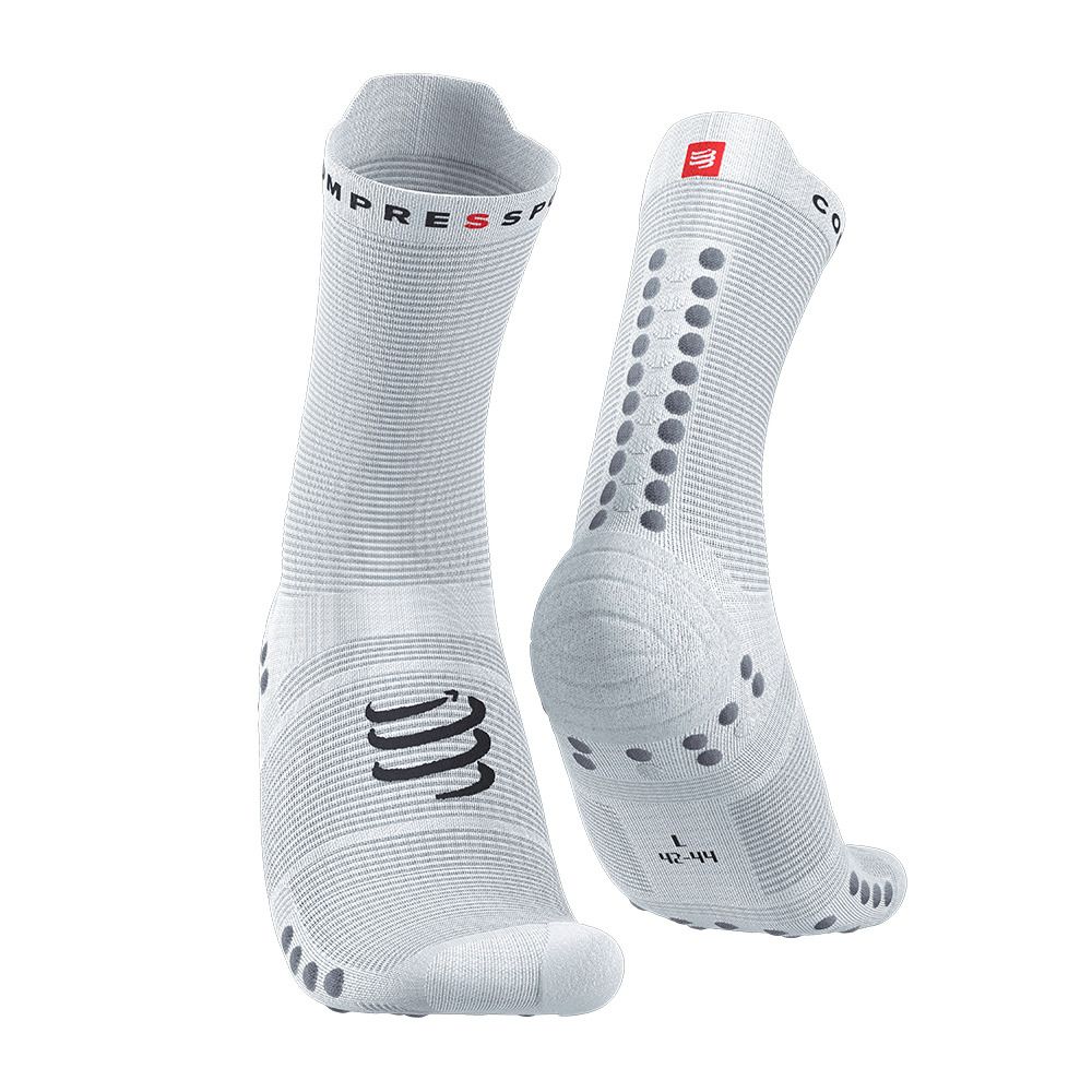 Compressport PRO RACING V4.0 RUN HIGH - Chaussettes white/alloy