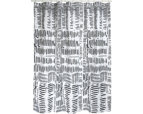 Spirella Connection textiel douchegordijn, 180 x 200 cm, wit/zwart