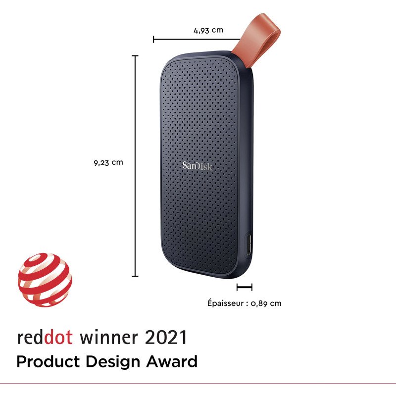 Sandisk disque SSD externe 1 To - Usb 3.2 (Usb-C) Noir