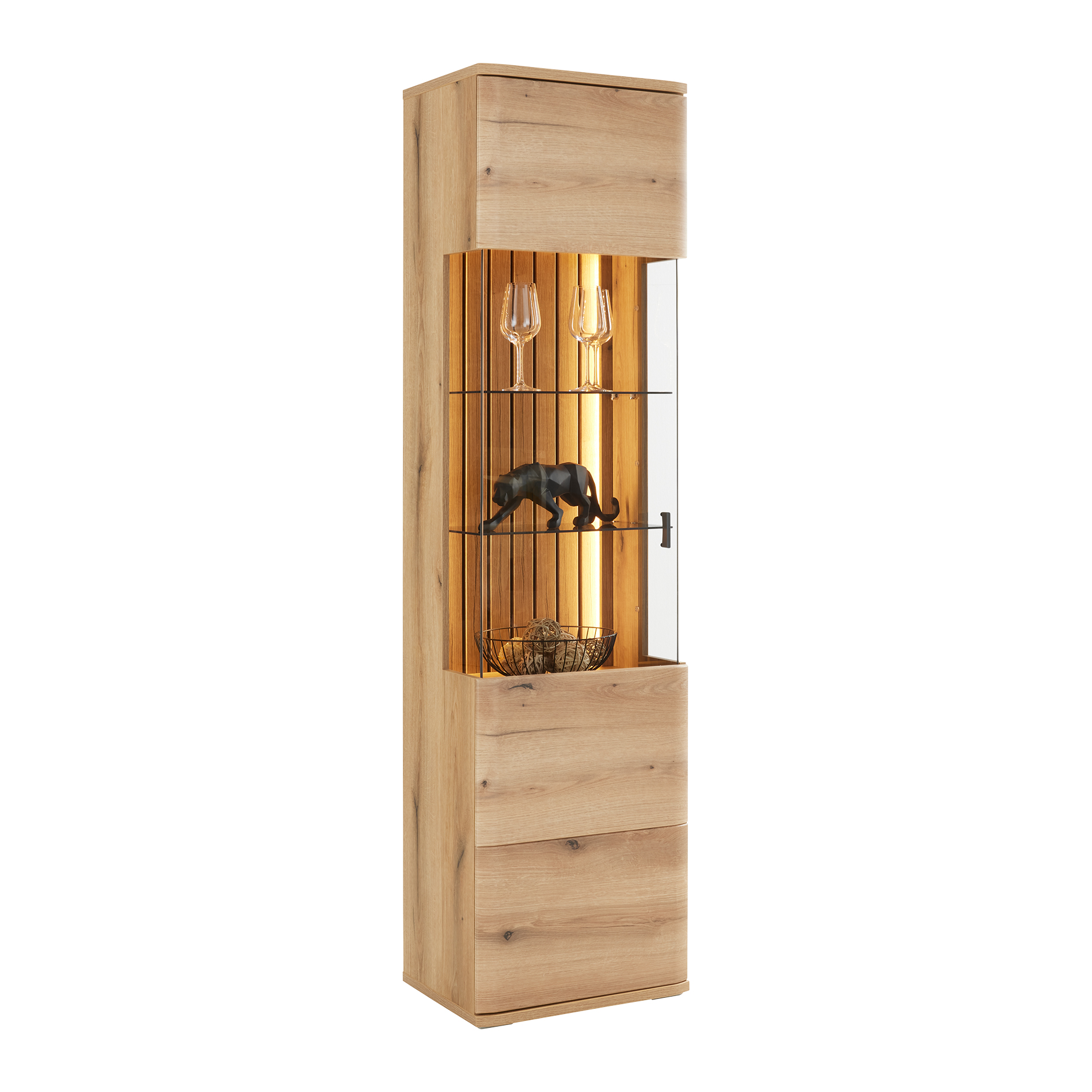 Standvitrine - Evoke Eiche - mit Schattenfuge - 191 cm