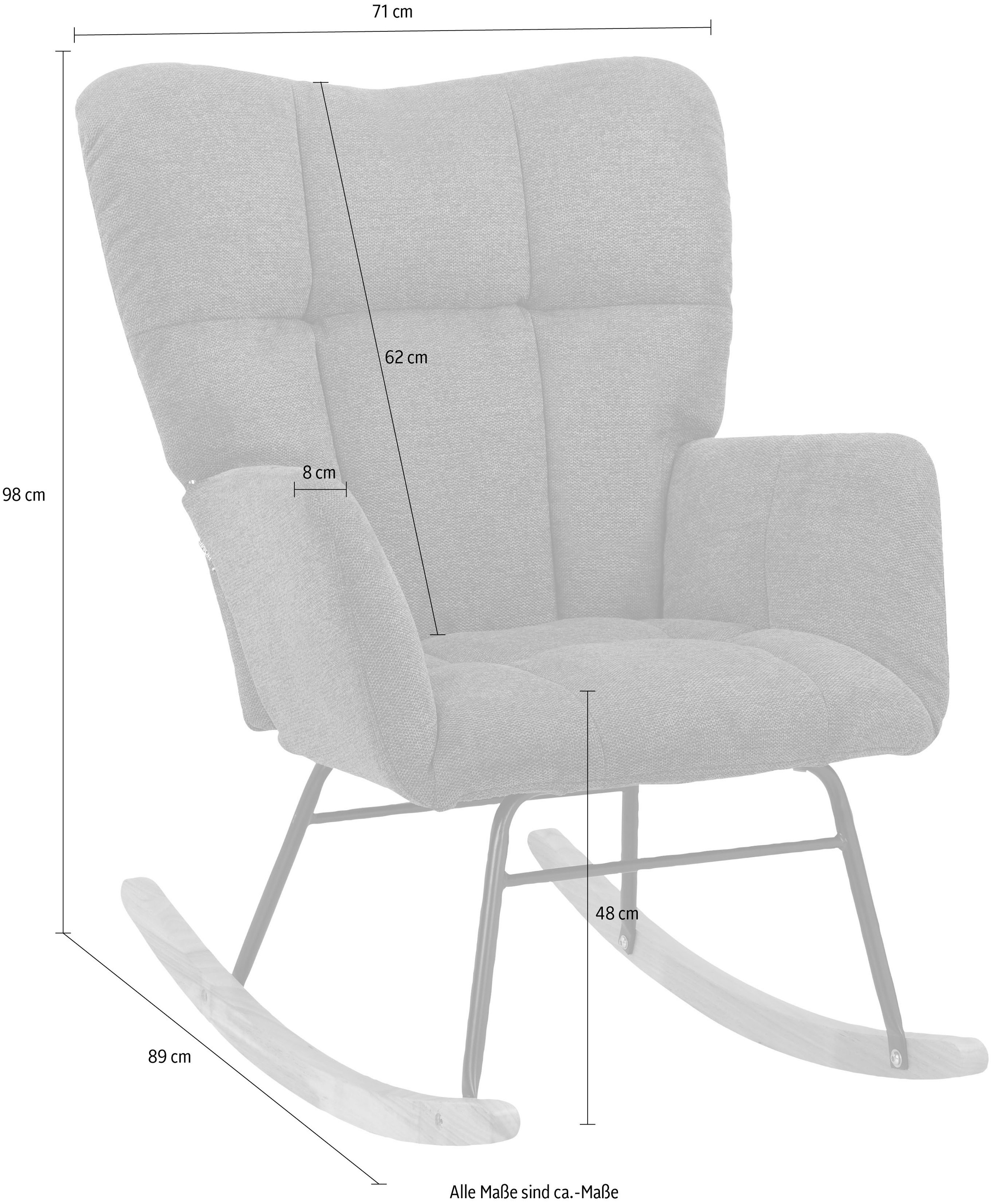 Home affaire Schaukelsessel »Anika, Ohrensessel Wohnzimmer mit Funktion,« 1 Stk. tlg. Sitz und Rücken gepolstert, Beine aus Metall und Holz, Sitzhöhe 48 cm