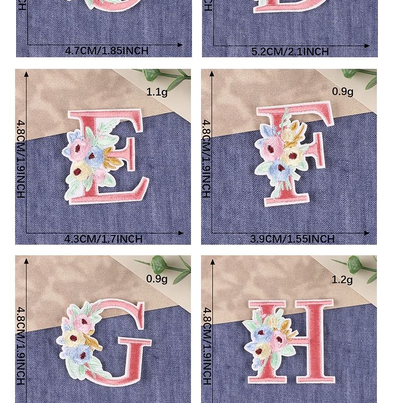 Embroidery Kingdom - Geborduurde applicatie met bloemenalfabet (verschillende ontwerpen)