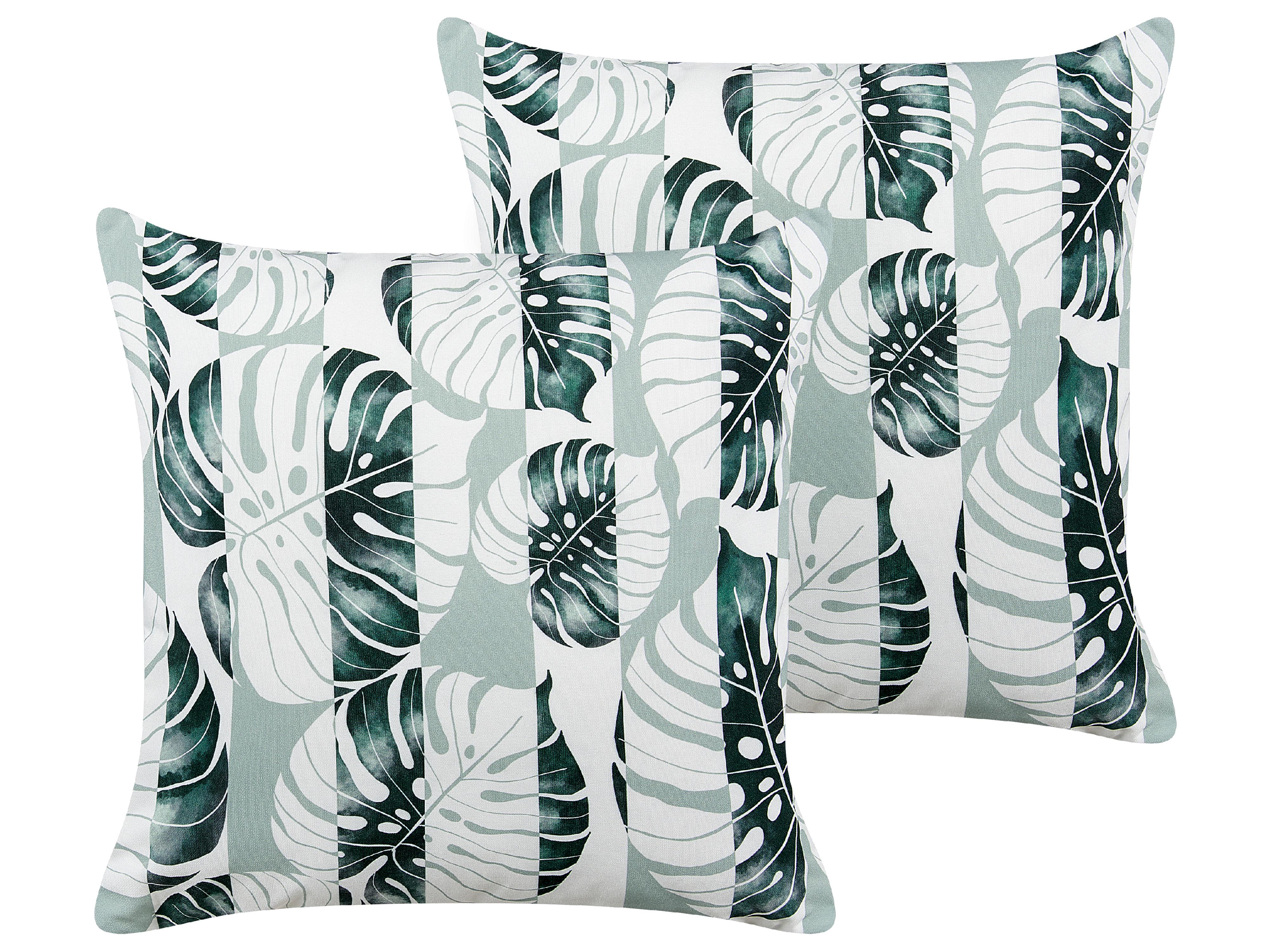 Set van 2 tuinkussens TERMINI bladpatroon 45 x 45 cm Groen