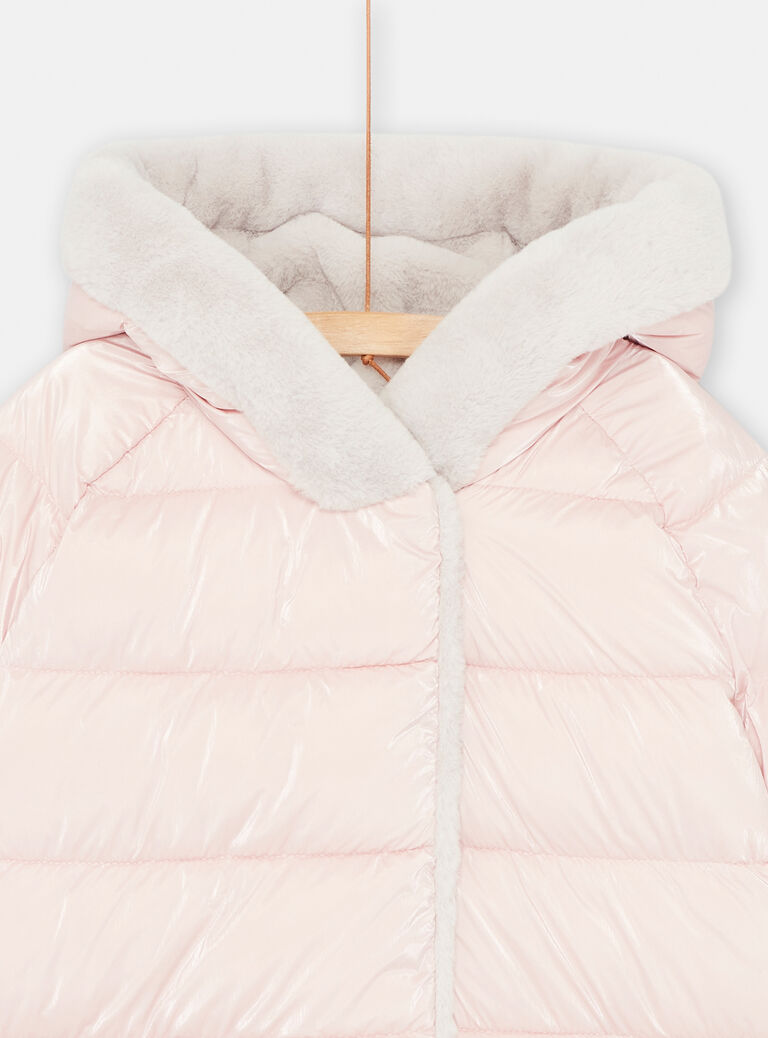 Parka rose et gris réversible pour fille
