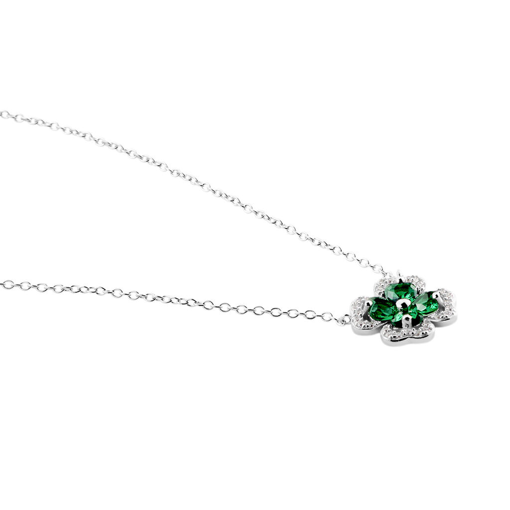 Collier Argent Blanc Deryn Verre Oxydes De Zirconium