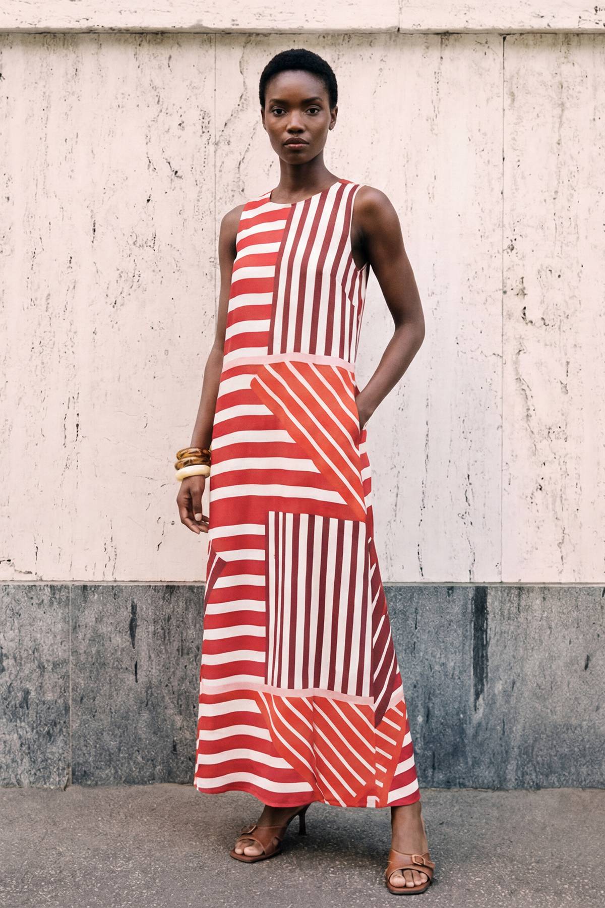 Wallis Robe Longue À Rayures Avec Dos Noué