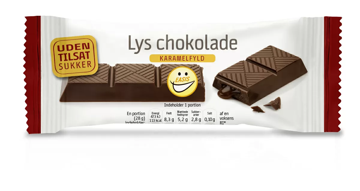 Easis Lys Chokoladebar med Karamelfyld - 28 g