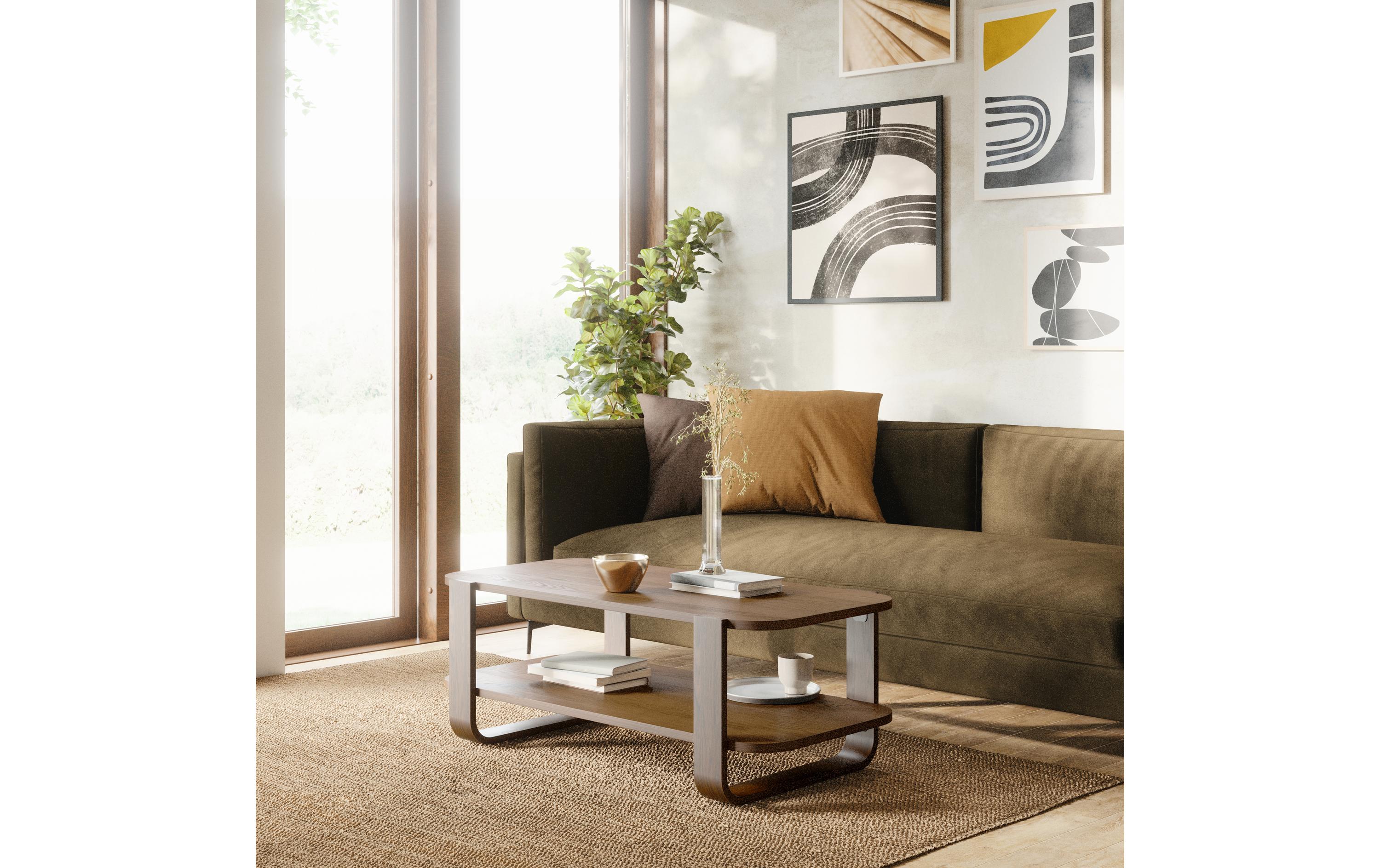Couchtisch Bellwood 109 x 55 cm, Dunkelbraun<br>Sofatisch mit zwei Ablagen