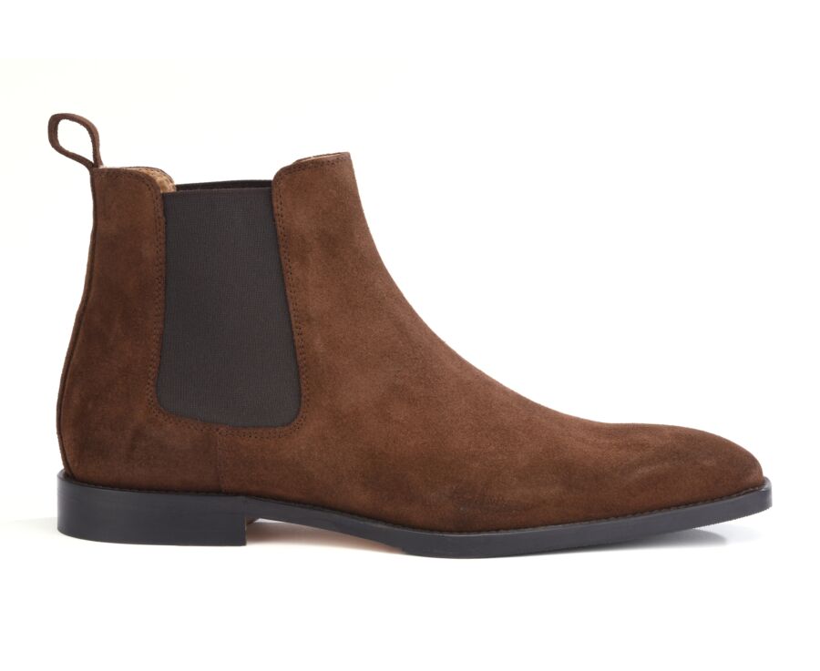 Chelsea boots cuir homme Velours Havane - BERGEN PATIN