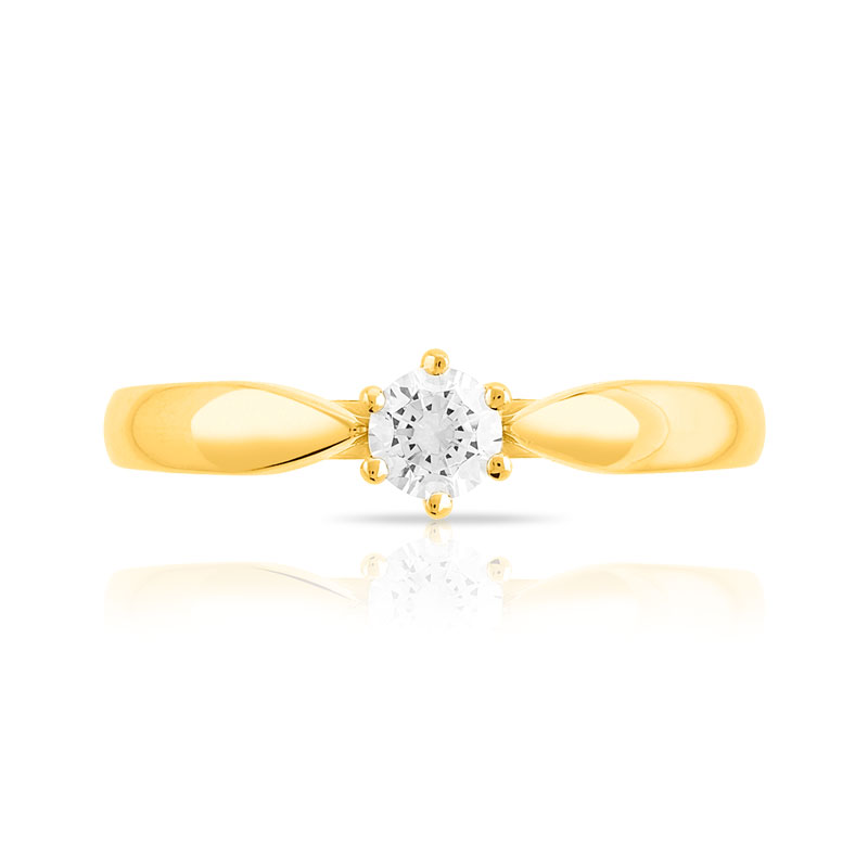 Bague Solitaire or 750 jaune diamant 0.25 ct H/SI