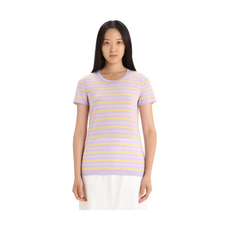 Icebreaker Wave Stripe SS Tee Women Purple Gaze/Summer