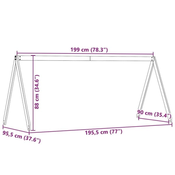 vidaXL Tak for barneseng 199x95,5x88 cm heltre furu