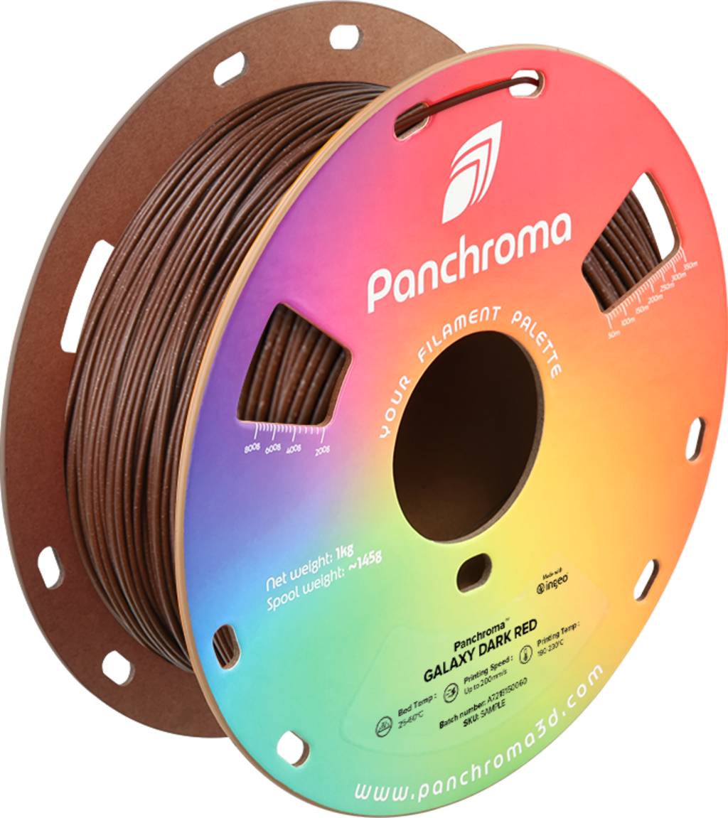 Polymaker  Panchroma™ PLA Galaxy Dark Red, 1,75 mm / 1000 g    Funkelnder Charme der Galaxie in Dunkelrot