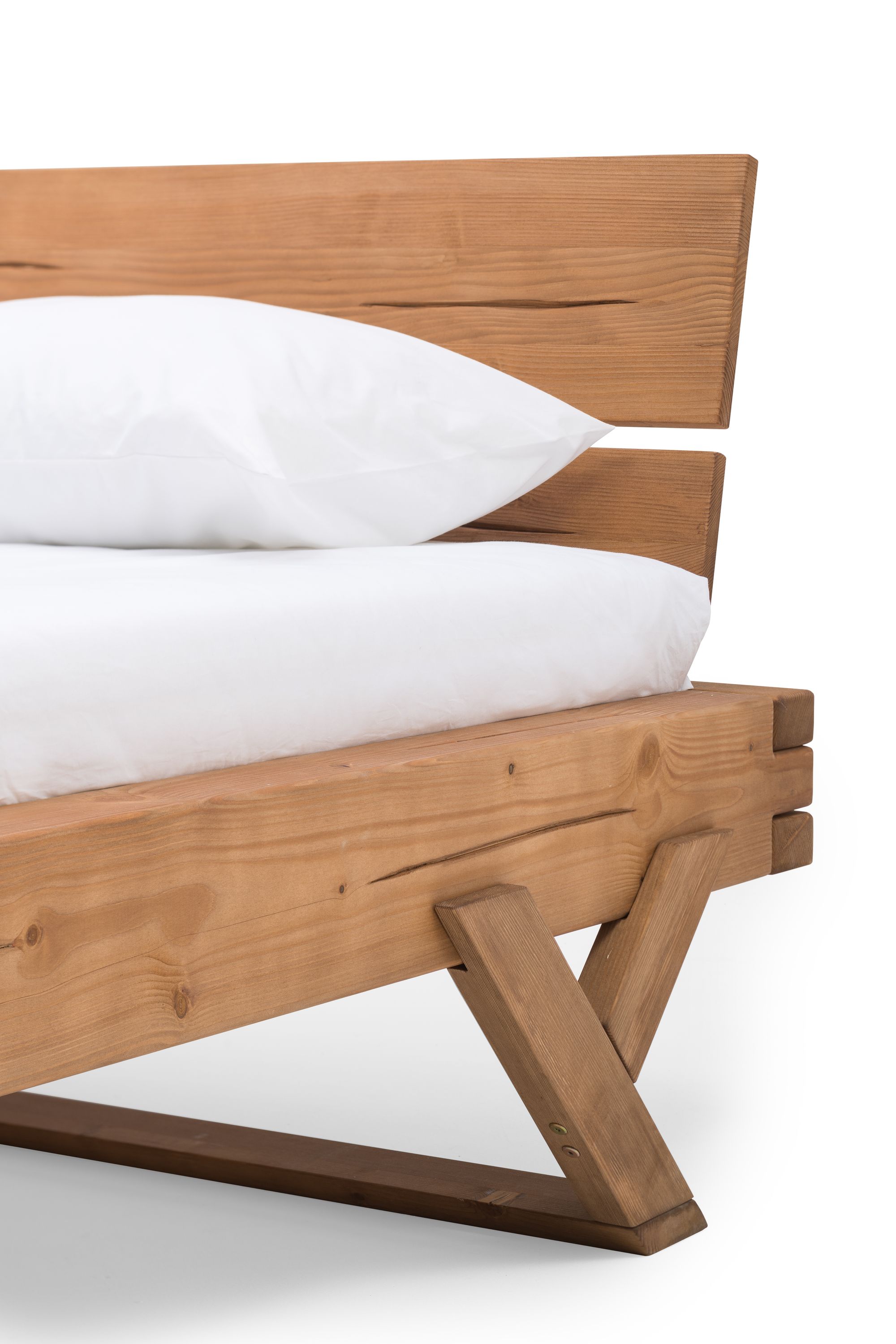 Balkenbett 140 x 200cm Massivholz Bettgestell Doppelbett Ehebett Bettrahmen