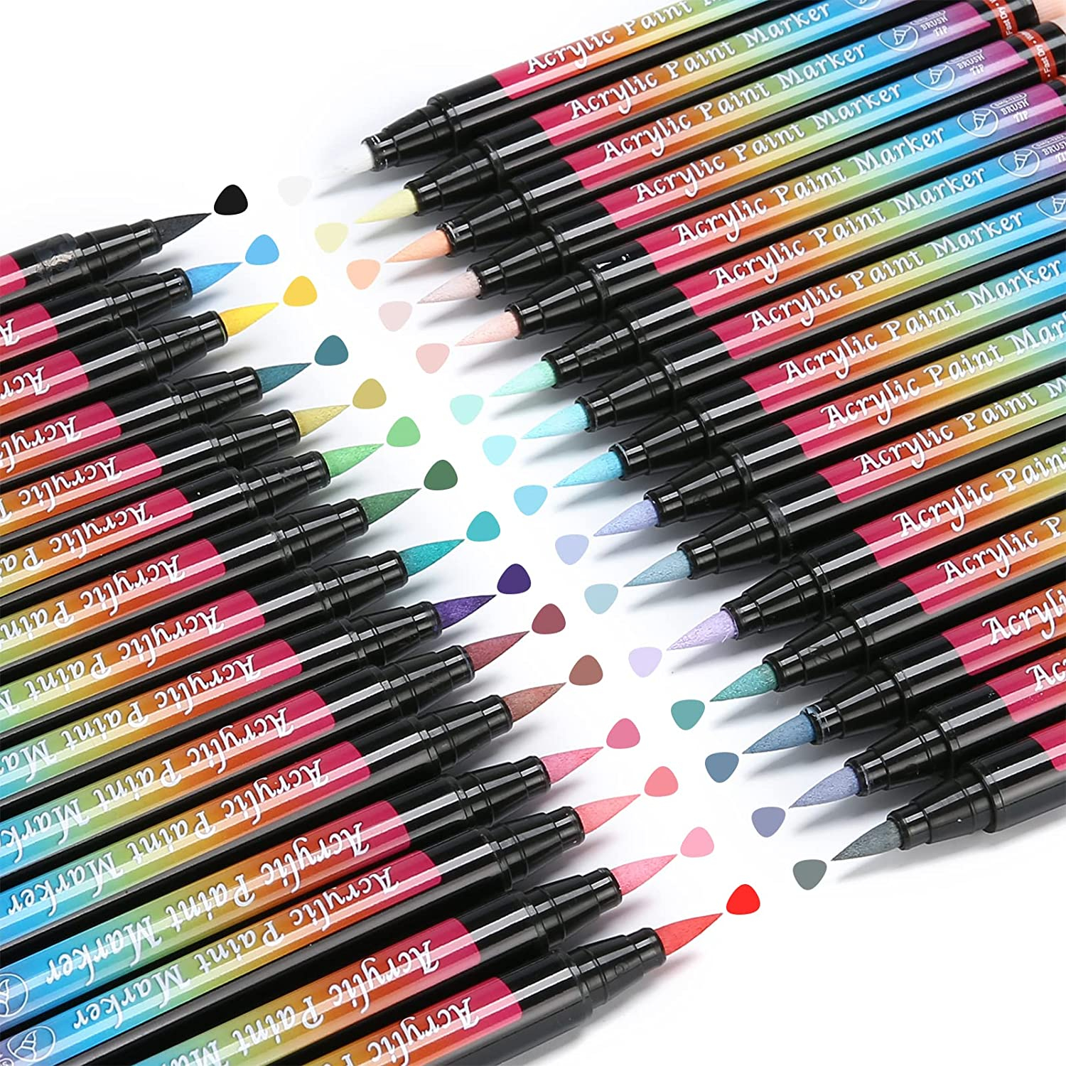 (30er Set) Wasserfeste Acryl Permanent Brush Marker Lack Mal Stifte