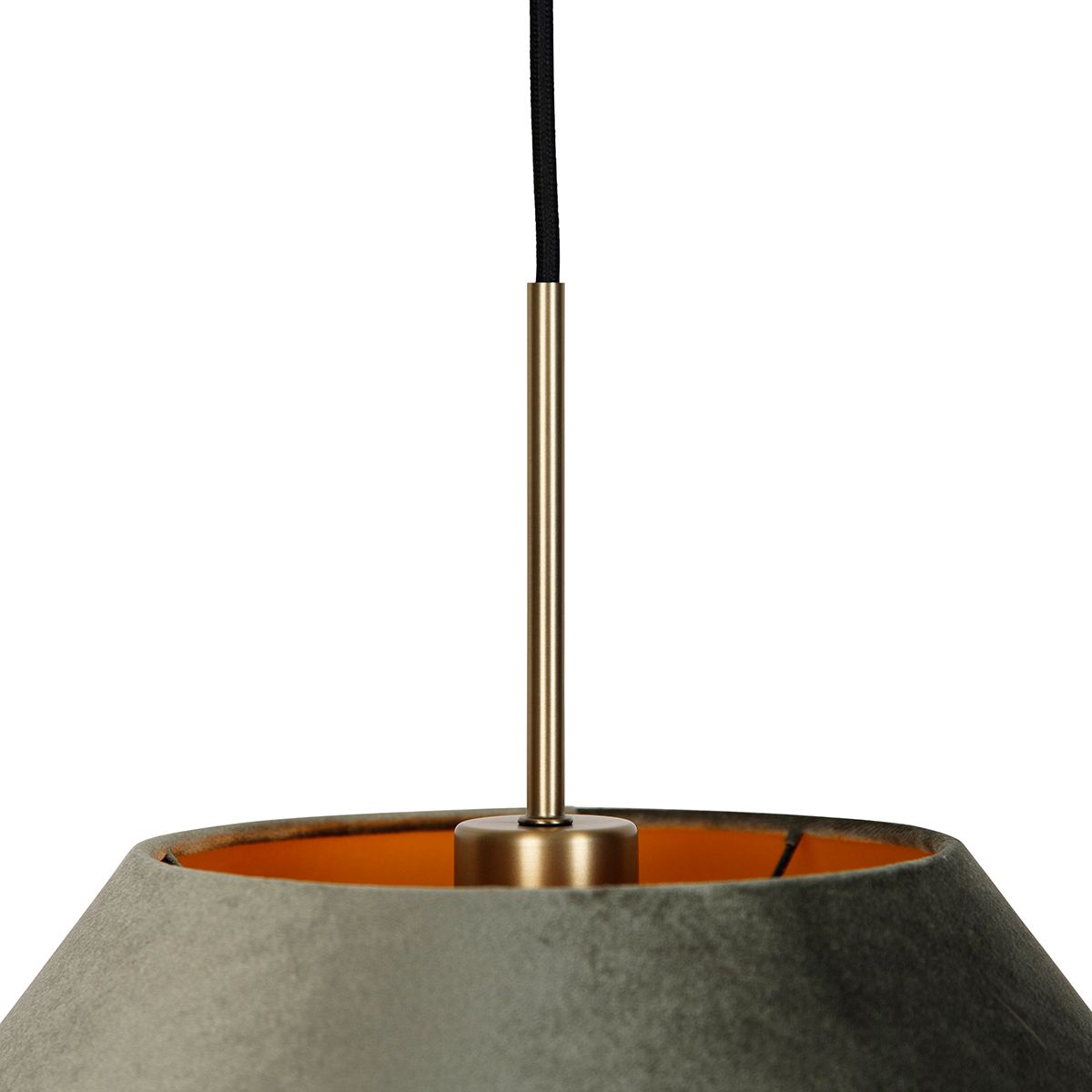 Moderne hanglamp brons met dubbele velours kap groen - Combi 1