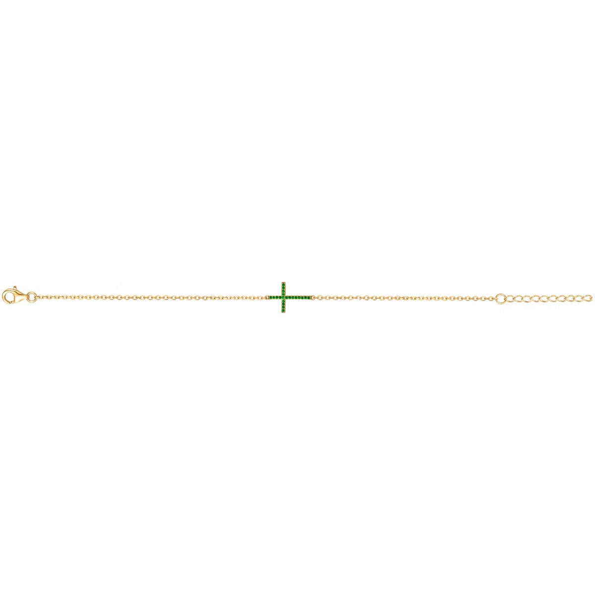 Bracelet en Plaqué Or avec oxyde de zirconium vert emeraude