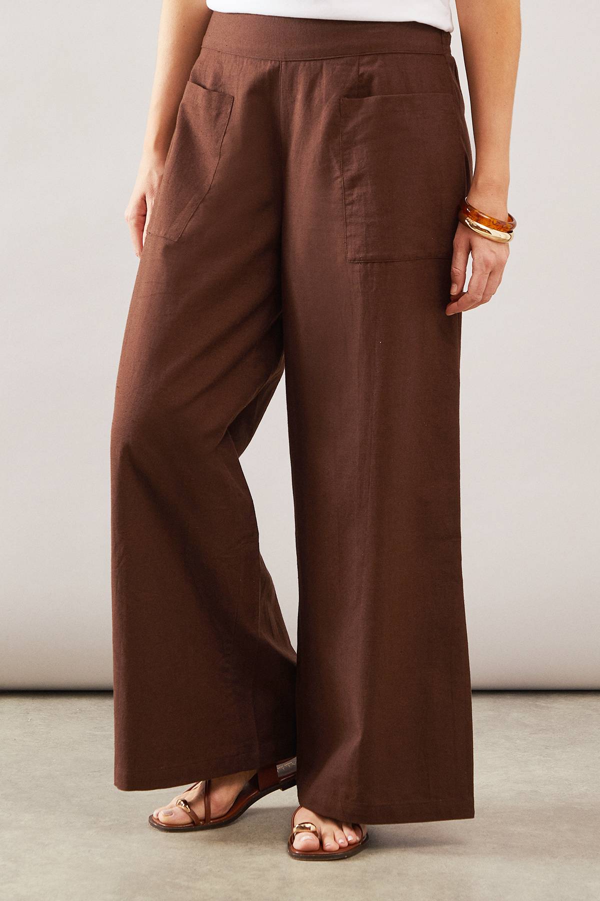Wallis Pantalon À Poches En Mélange De Lin