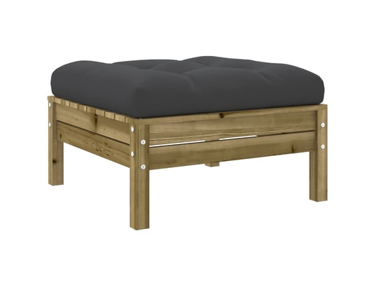 VIDAXL - Pouf Repose-pied de jardin avec coussin bois de pin imprégné