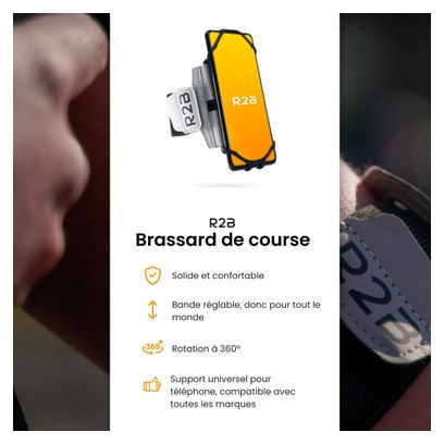 Brassard Téléphone R2B de course avec rotation à 360 degrés - jusqu'à 6 5 pouces Argent