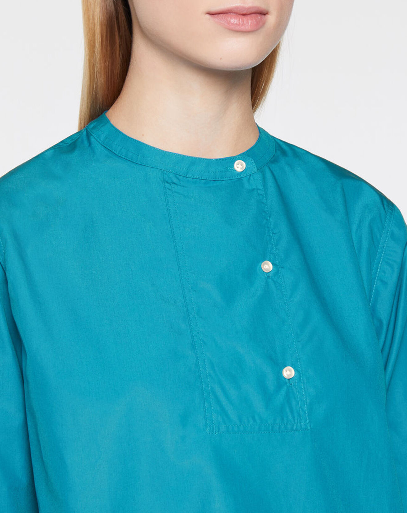 Galeries Lafayette Blouse droite en Coton Genoise bleu moyen