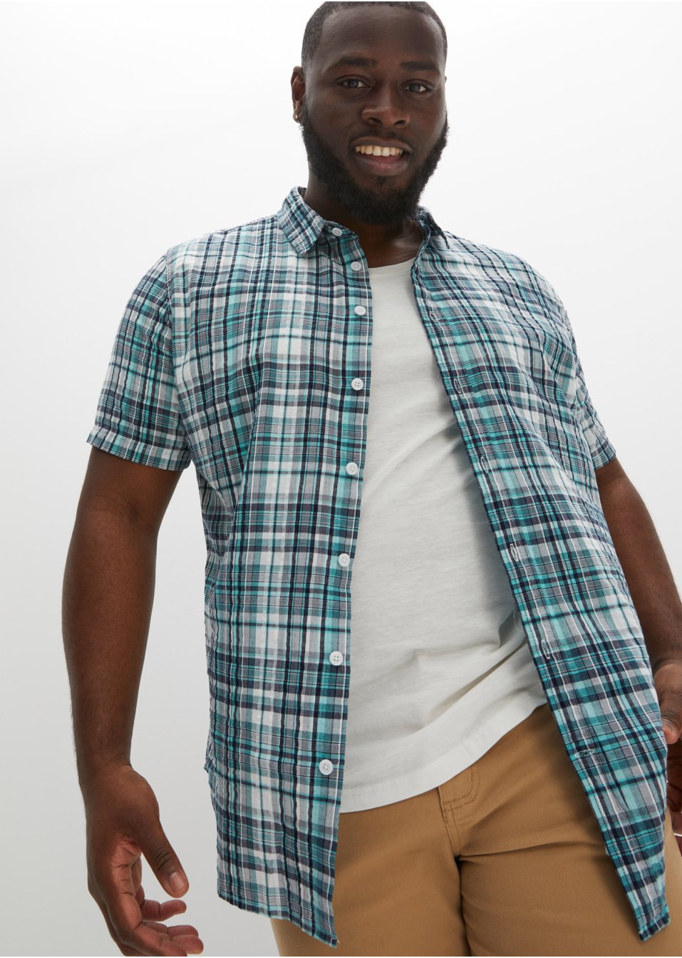 Chemise manches courtes en crépon de coton confort pour le ventre