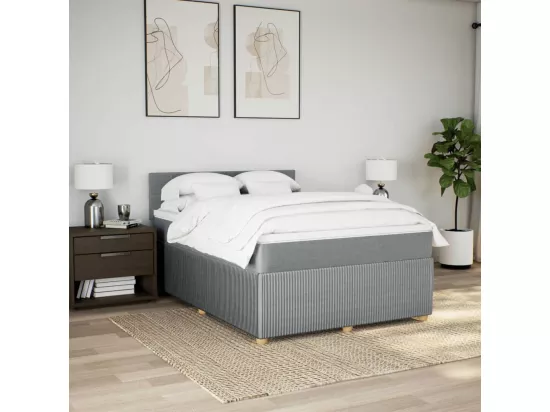 Sommier à lattes de lit avec matelas Gris clair 160x200cm Tissu