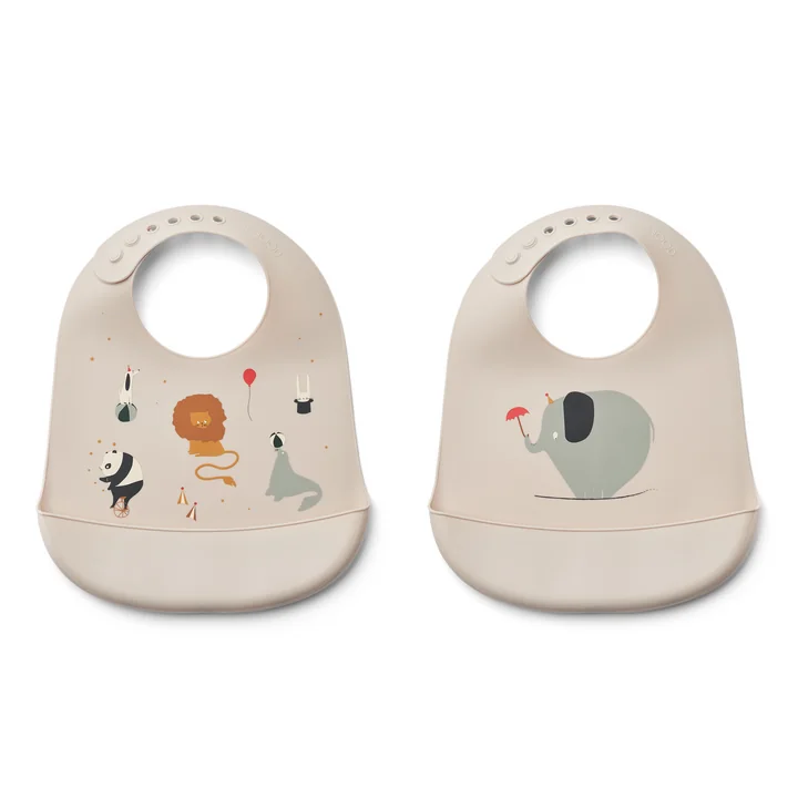 LIEWOOD - Tilda Lätzchen, Circus, sandy (2er-Set)