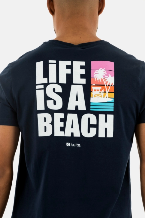 Tee shirt kulte life is a beach navy