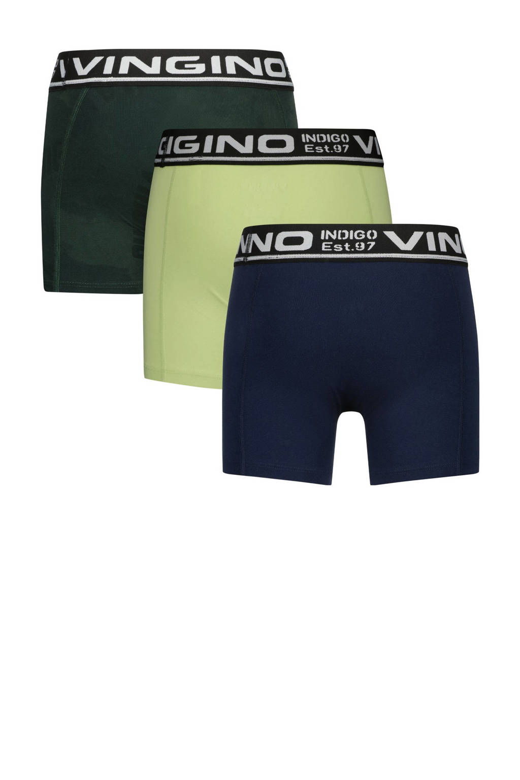 boxershort Mingle - set van 3 limegroen/donkerblauw/donkergroen