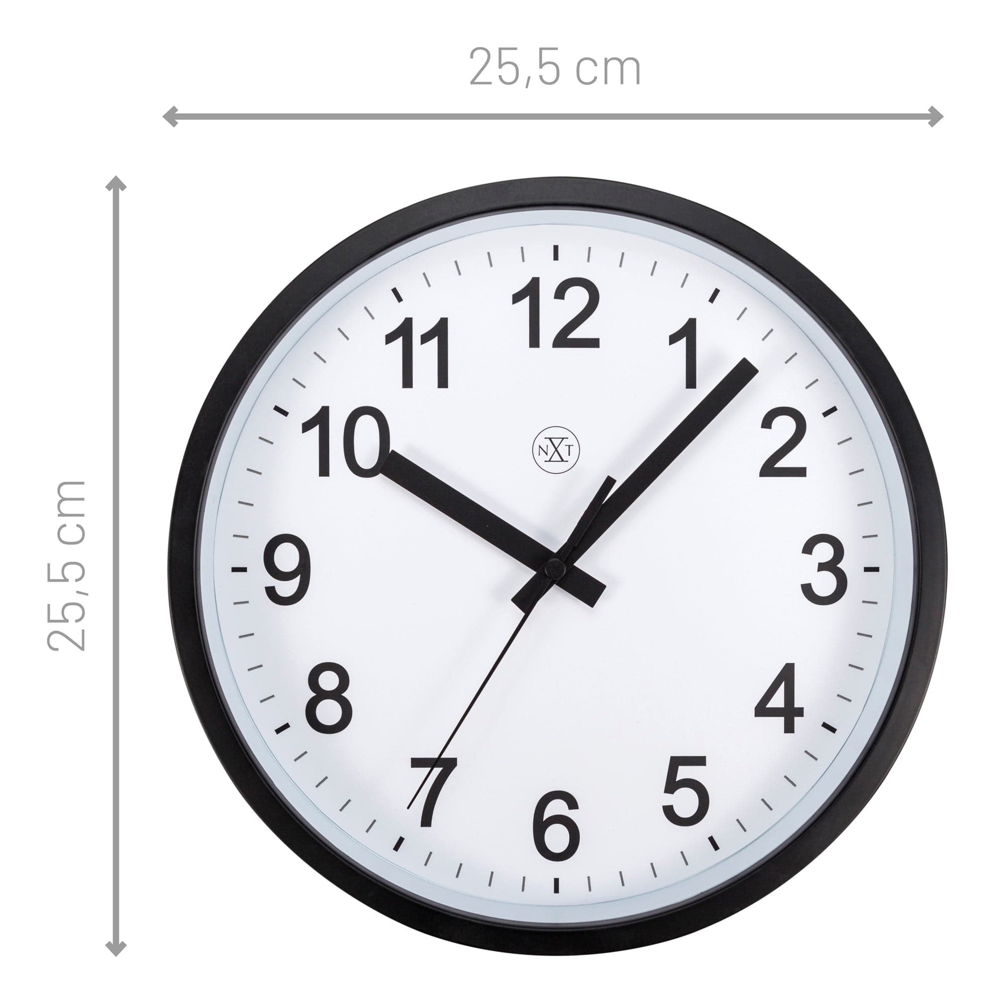 NeXtime - Wandklok 25.5cm-Stil-Zwart|Wit-Plastic-nXt 