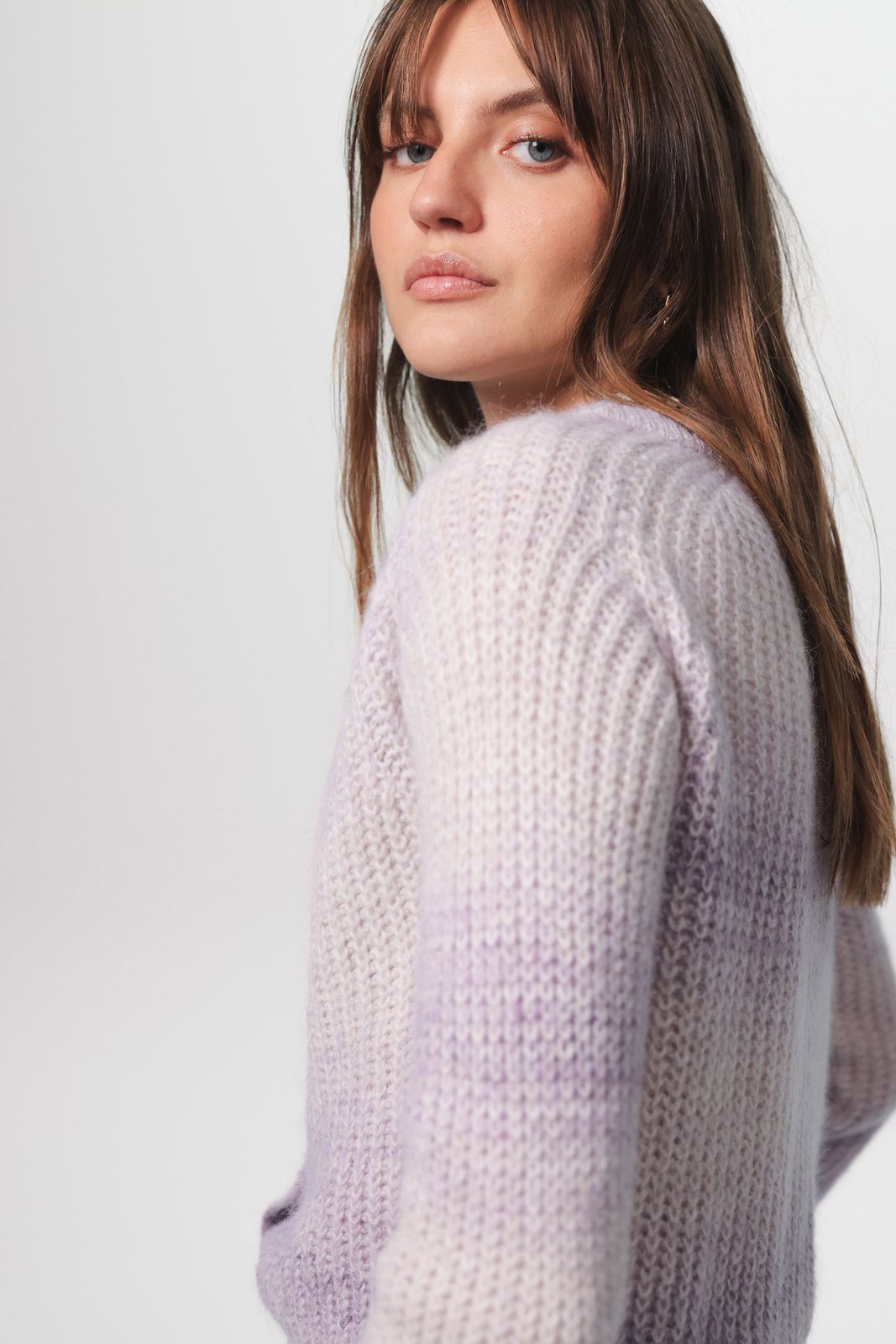 Lila gebreide degradé cardigan