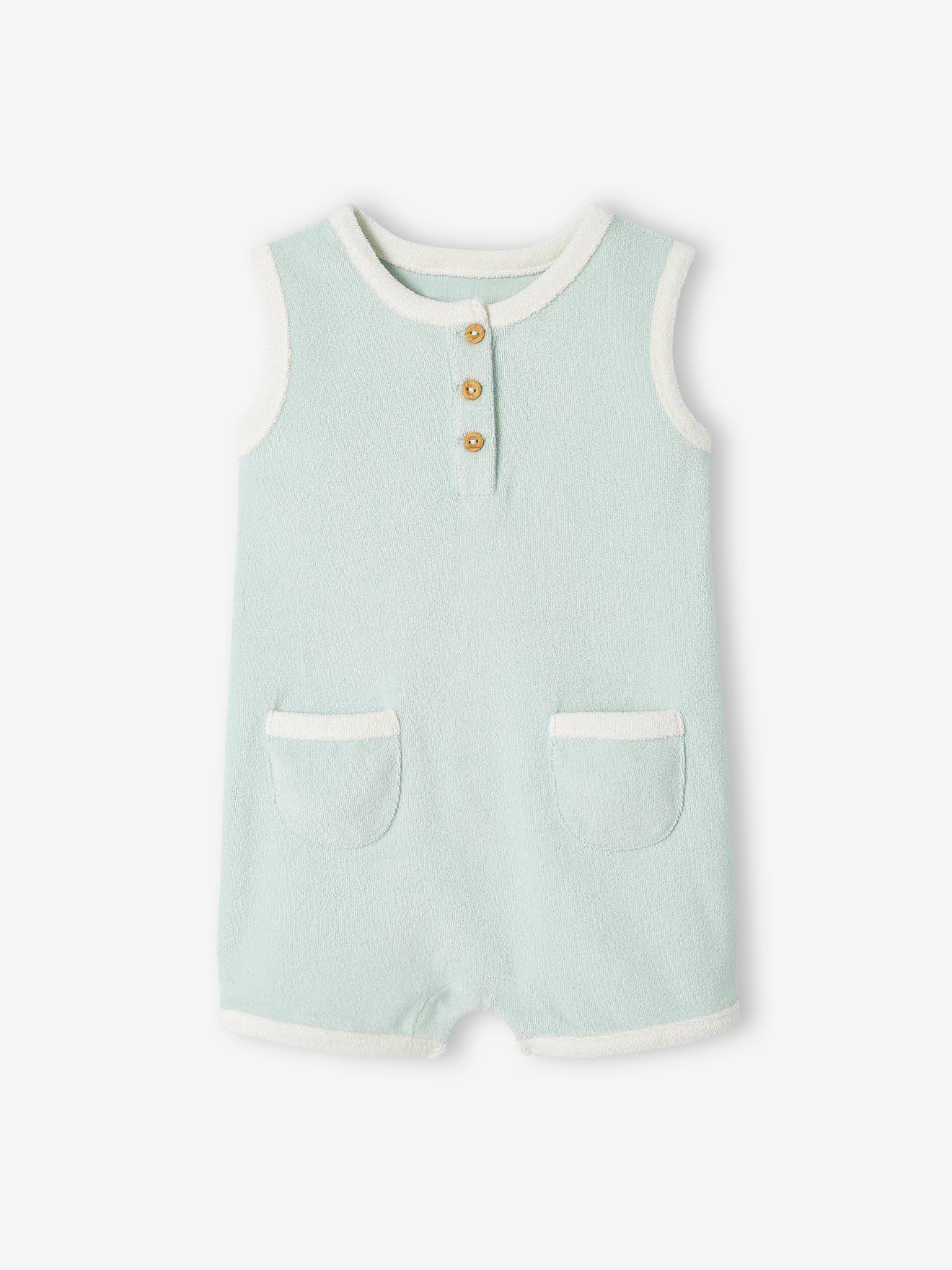 Macacão de bebê de pelúcia encaracolada verde menta