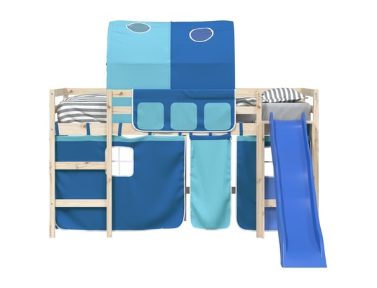 VIDAXL - Rideaux pour lit mezzanine avec tunnel bleu polyester