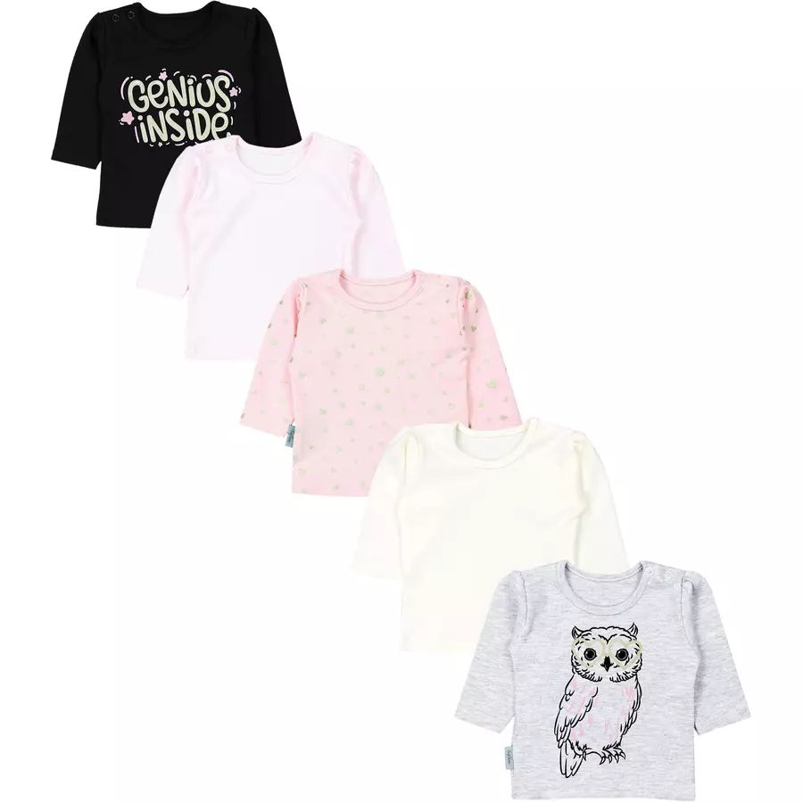 TupTam Baby Mädchen Langarmshirt 5er Set graurosa