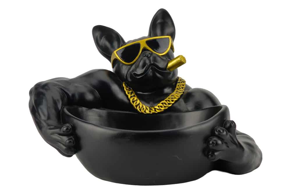 Deko-Figur BULLDOG 35cm schwarz handmade Schale mit Ablagefach