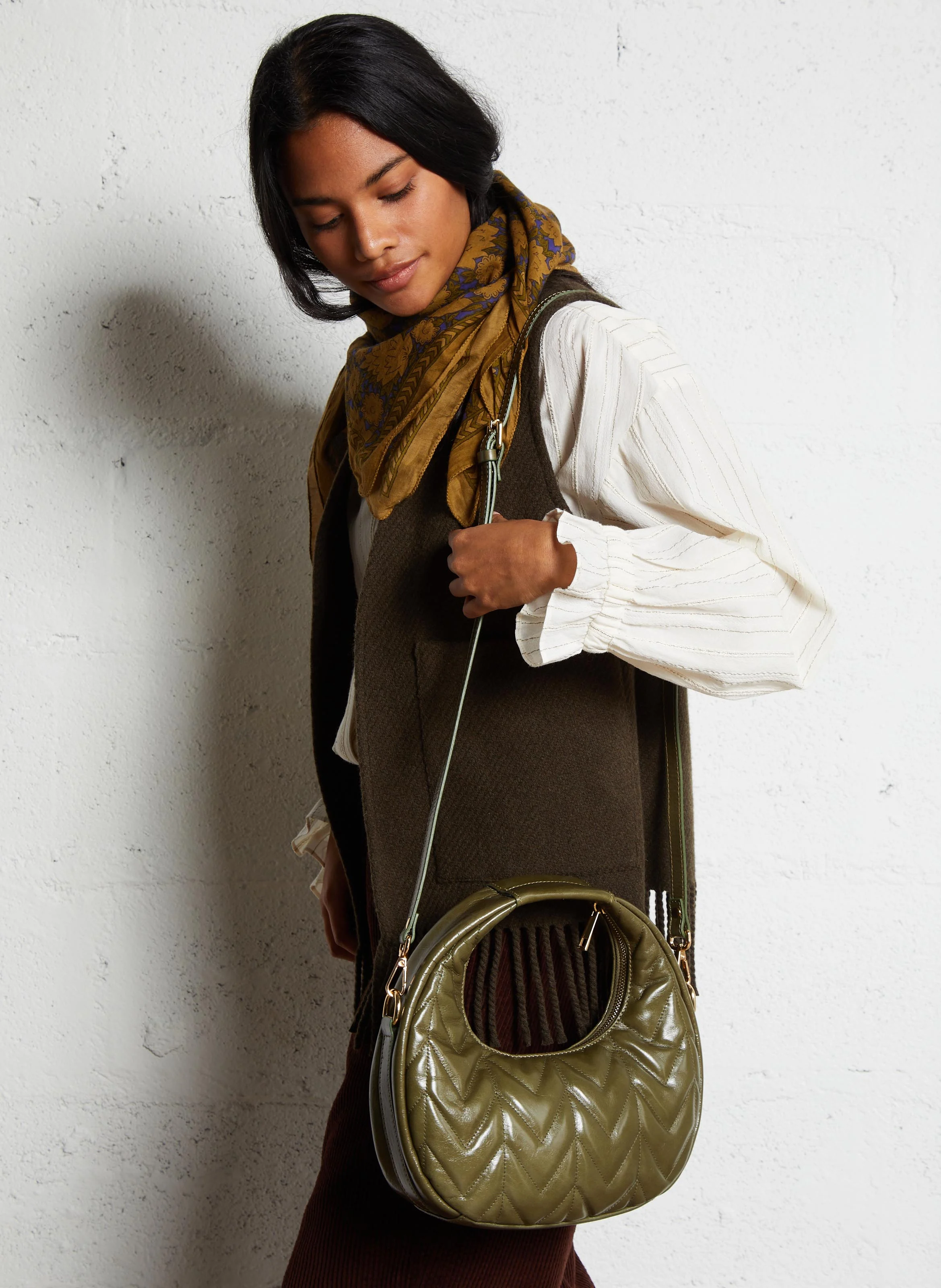 ELISABETH - Sac à main en cuir matelassé | Kaki