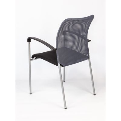 Chaise JULIA - avec accoudoirs - assise noire et dossier gris
