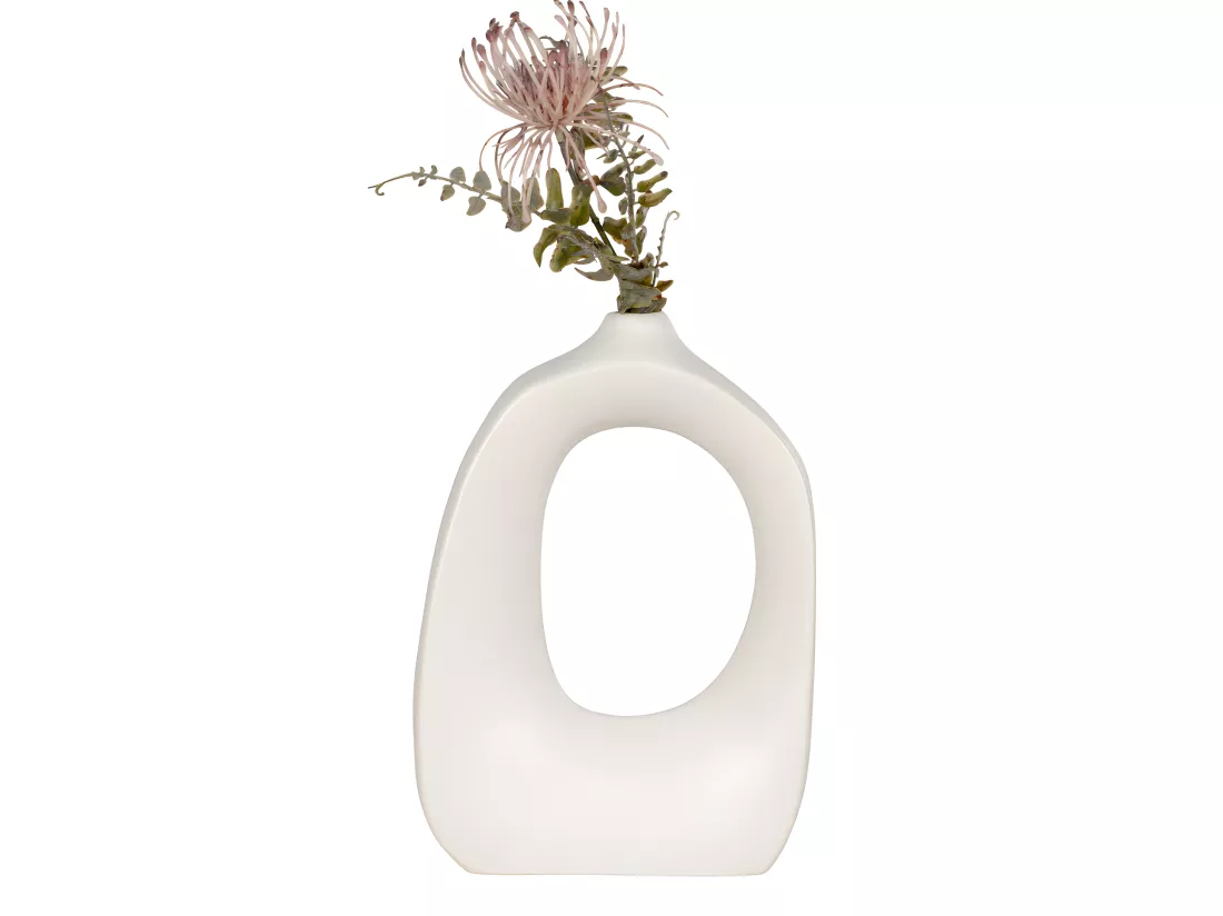 Cahuita - Vase de forme organique en céramique H28,5cm : Couleur - Ivoire