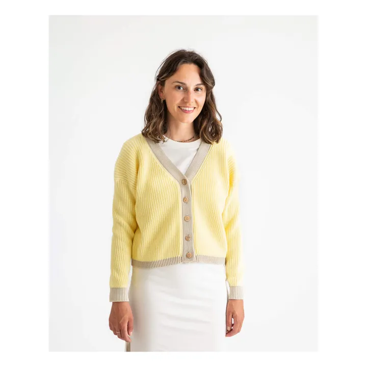 Matona Cardigan Color Block Coton Bio | Jaune