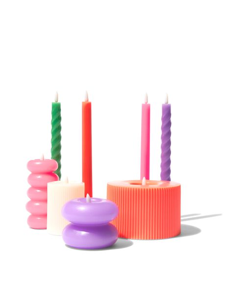 bougie moulée LED avec cire Ø10x7.5 lilas
