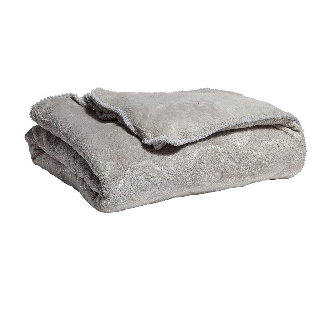 Jeté de canapé gris pailletté à l'effet fourrure