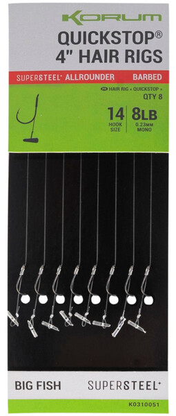 Korum Quickstop Barbed Hair Rigs, 8 pcs!