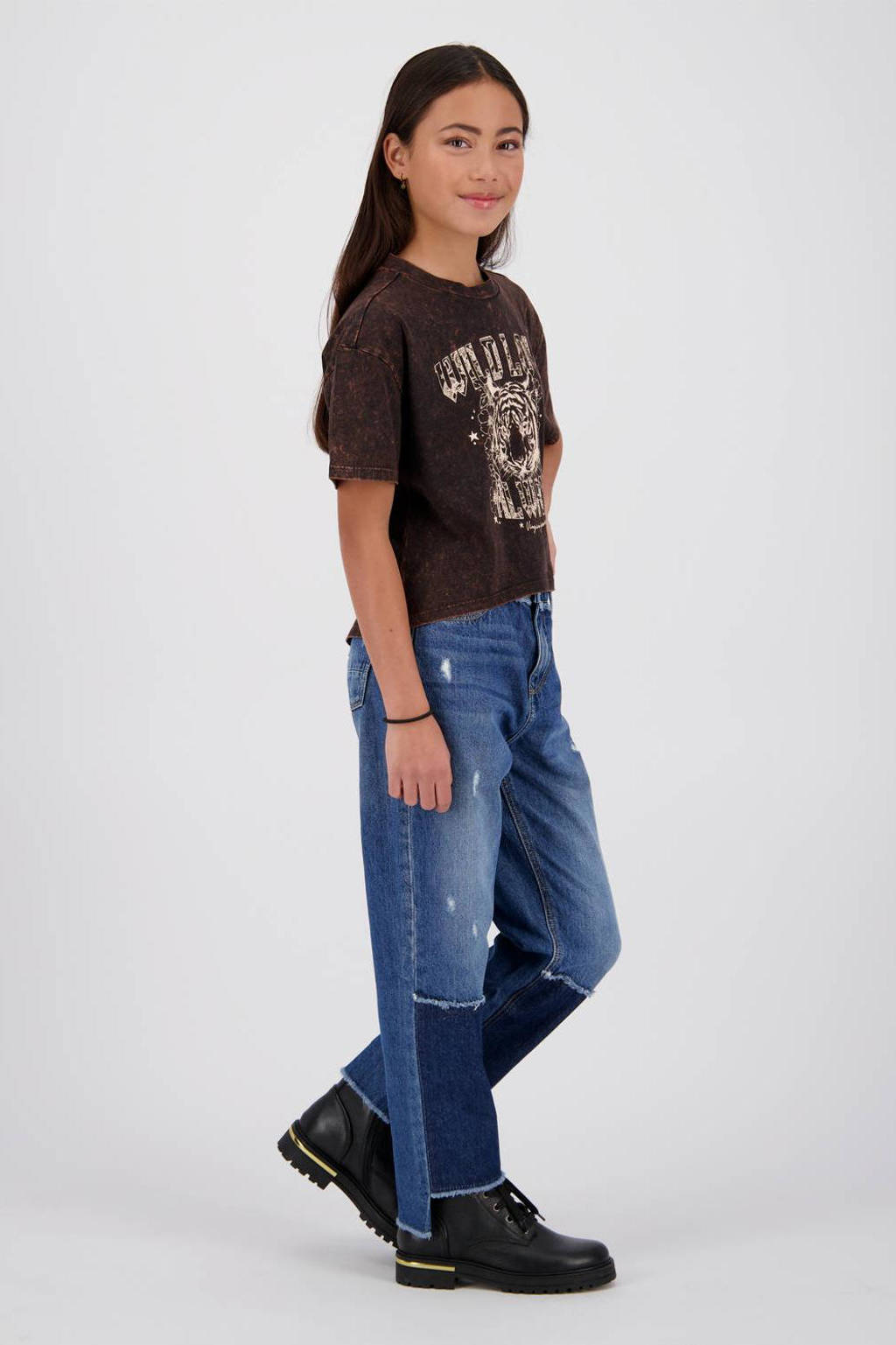 Vingino T-shirt Heane met printopdruk bruin