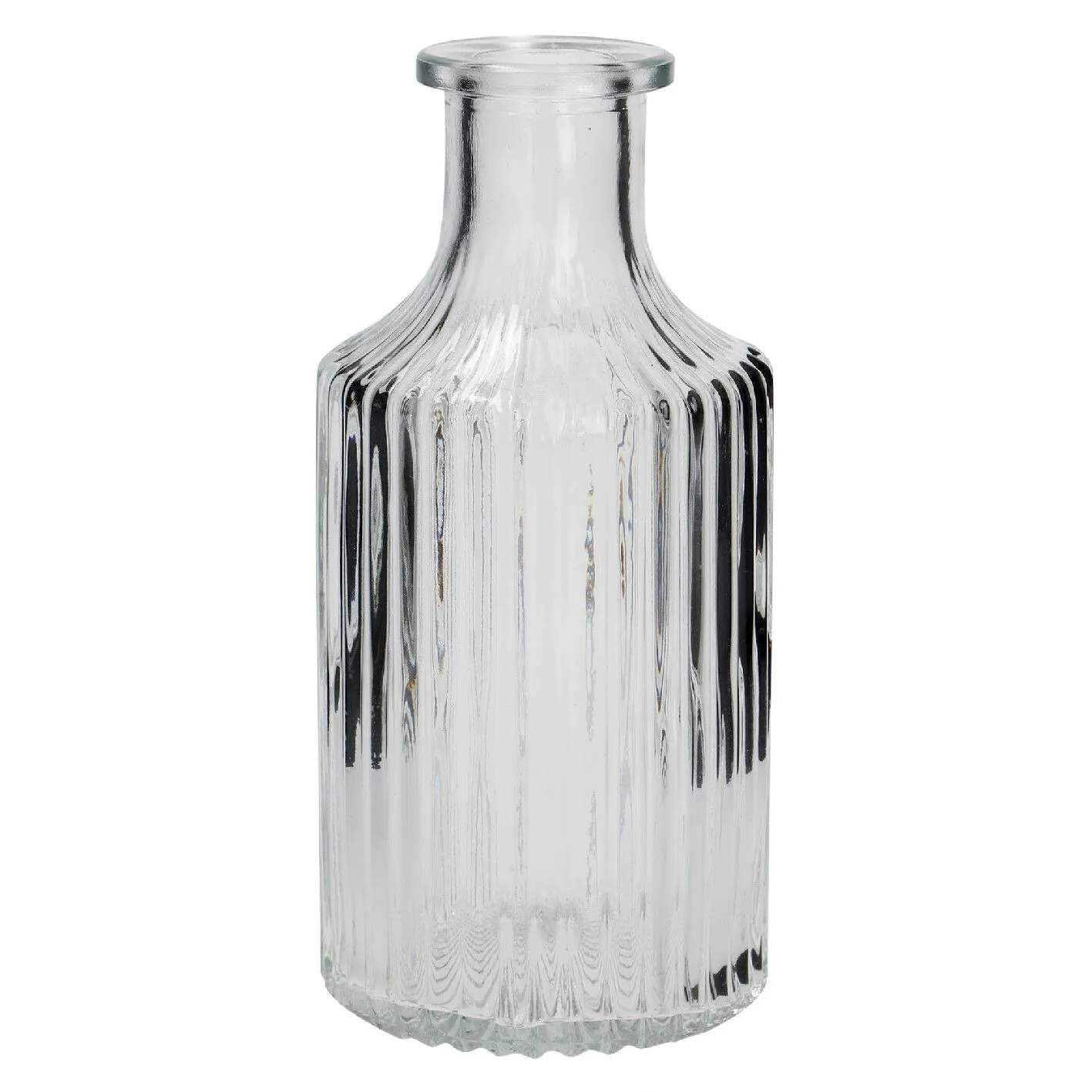Flaschen-Vase Rillen, schmal, 7 x 14 cm