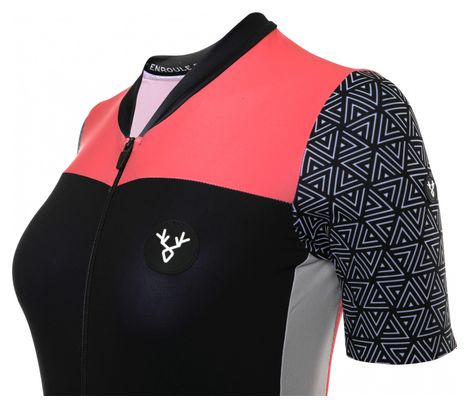 Maillot Manches Courtes Femme Lebram Aspin Noir / Rose Coupe Ajustée