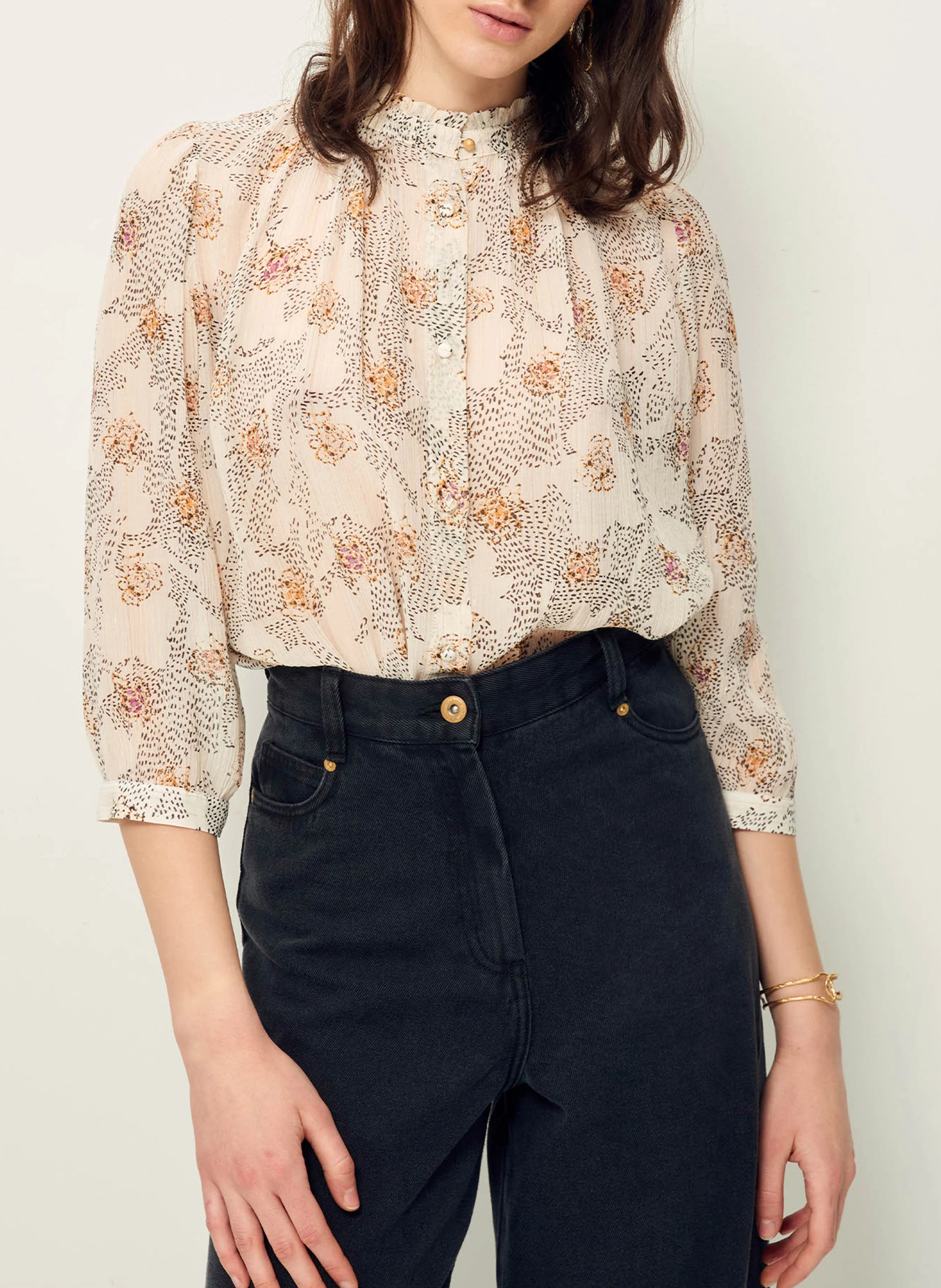 LYLEE - Blouse imprimé et volantée | Blanc